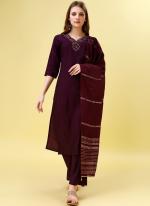 Pure Viscos Maroon Daily Wear Hand Work Readymade Kurti Set